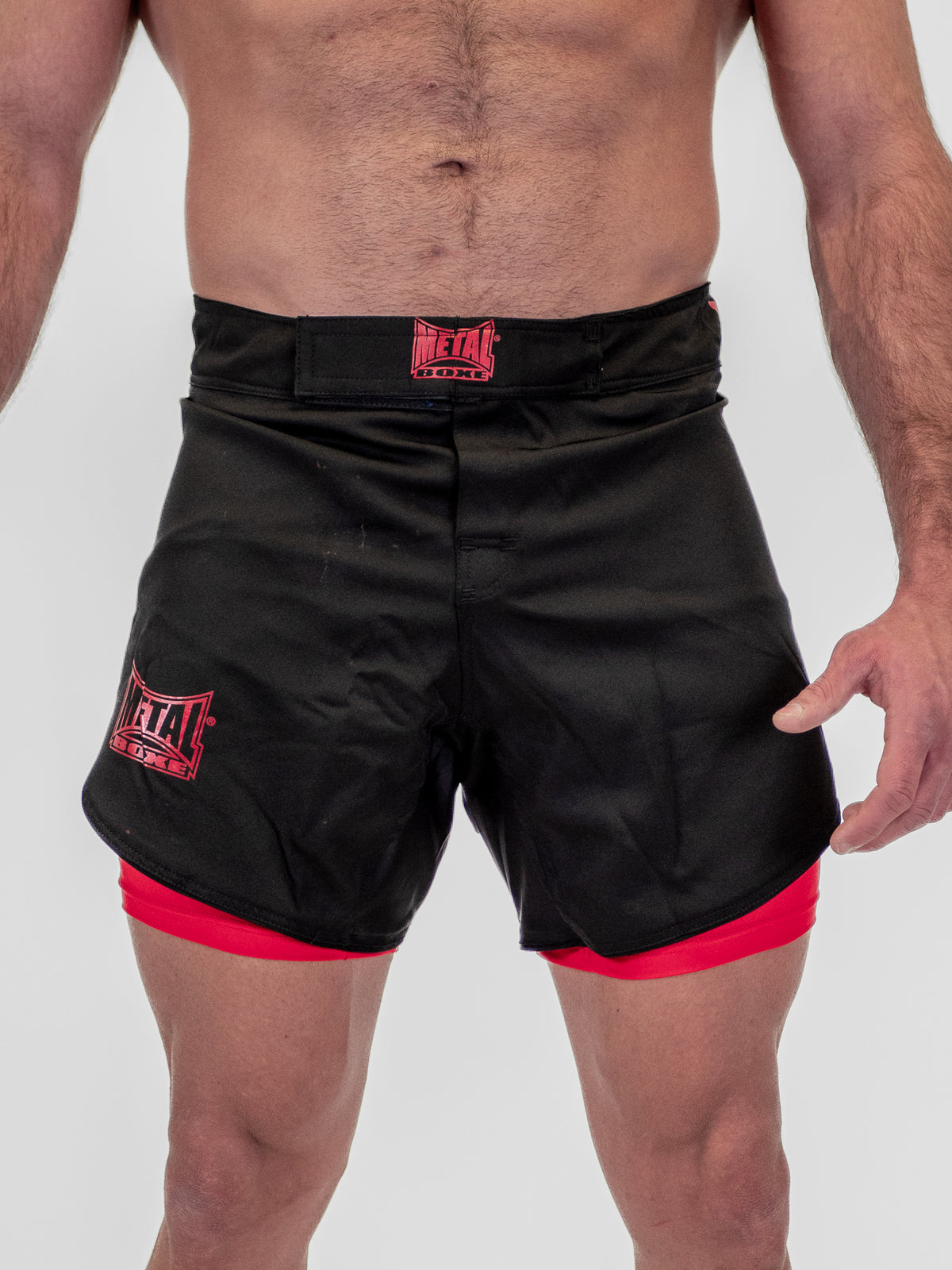DUAL MMA SHORTS BLACK RED