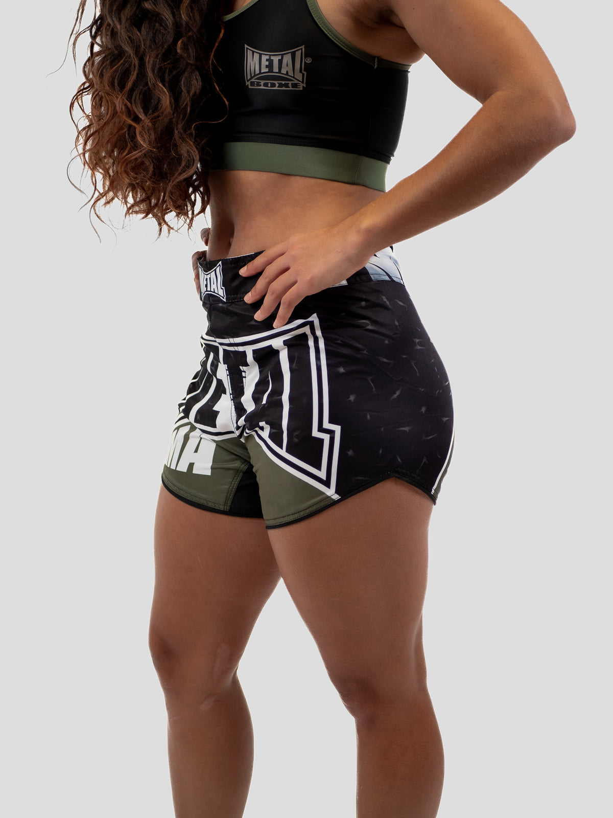 WOMEN'S BLACK KHAKI MMA SHORTS