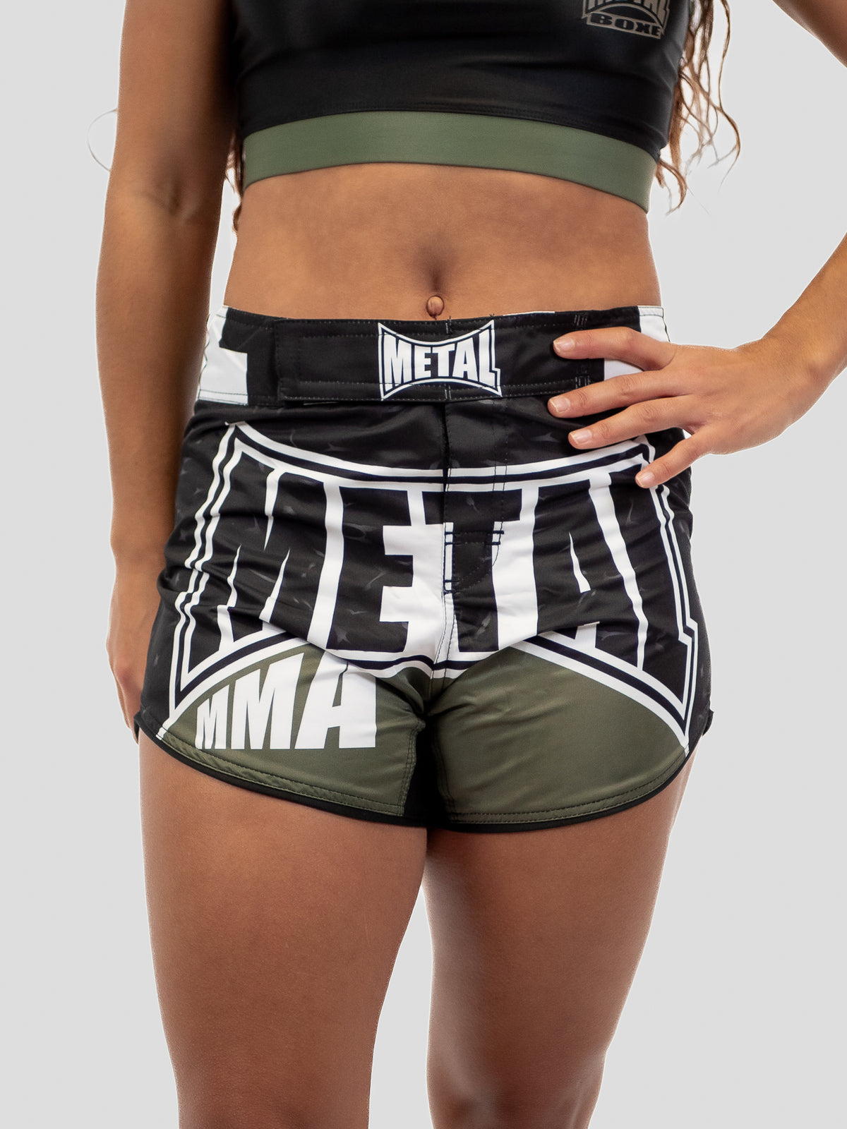 WOMEN'S BLACK KHAKI MMA SHORTS