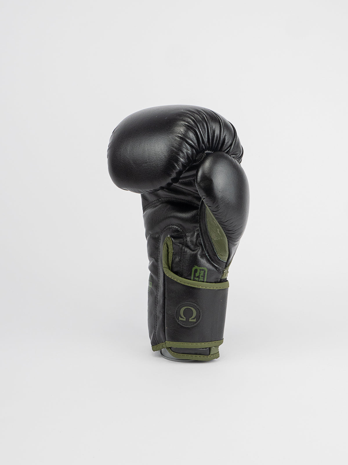 OMEGA BLACK KHAKI LEATHER BOXING GLOVES