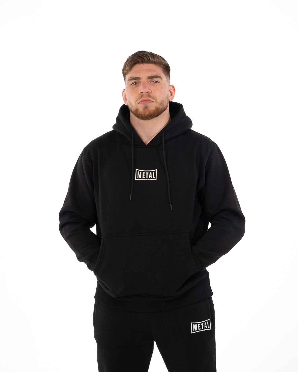 BLACK HOODED SWEATSHIRT