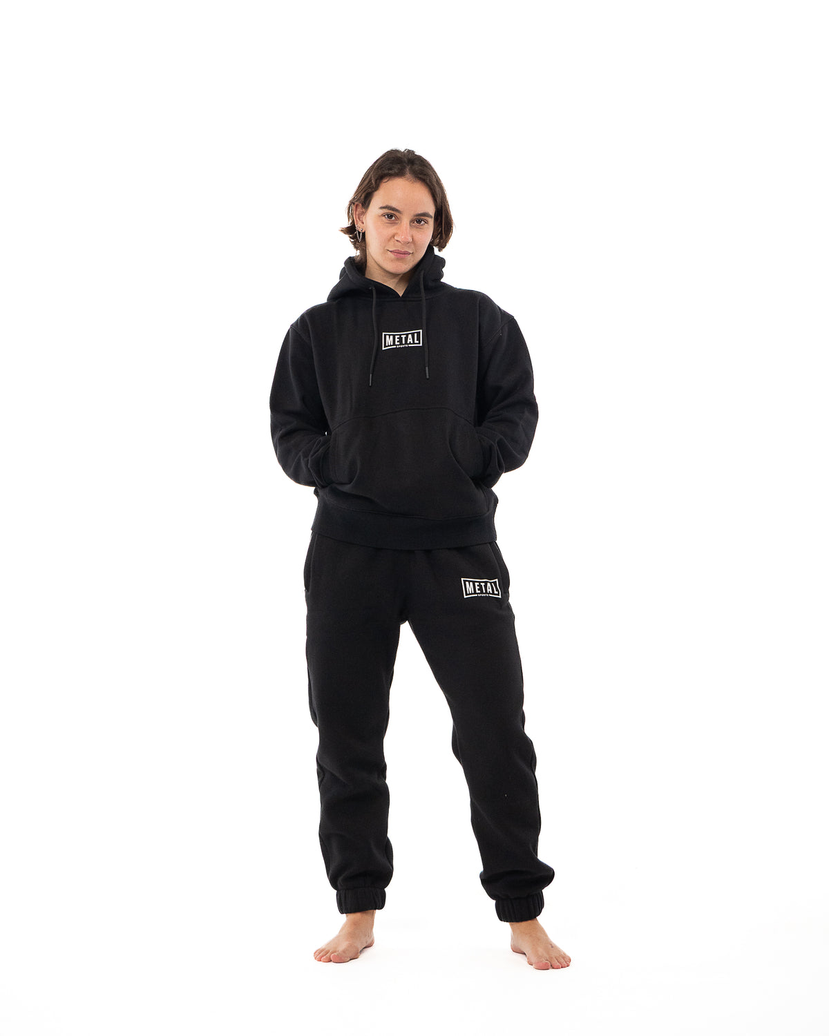BLACK HOODED SWEATSHIRT