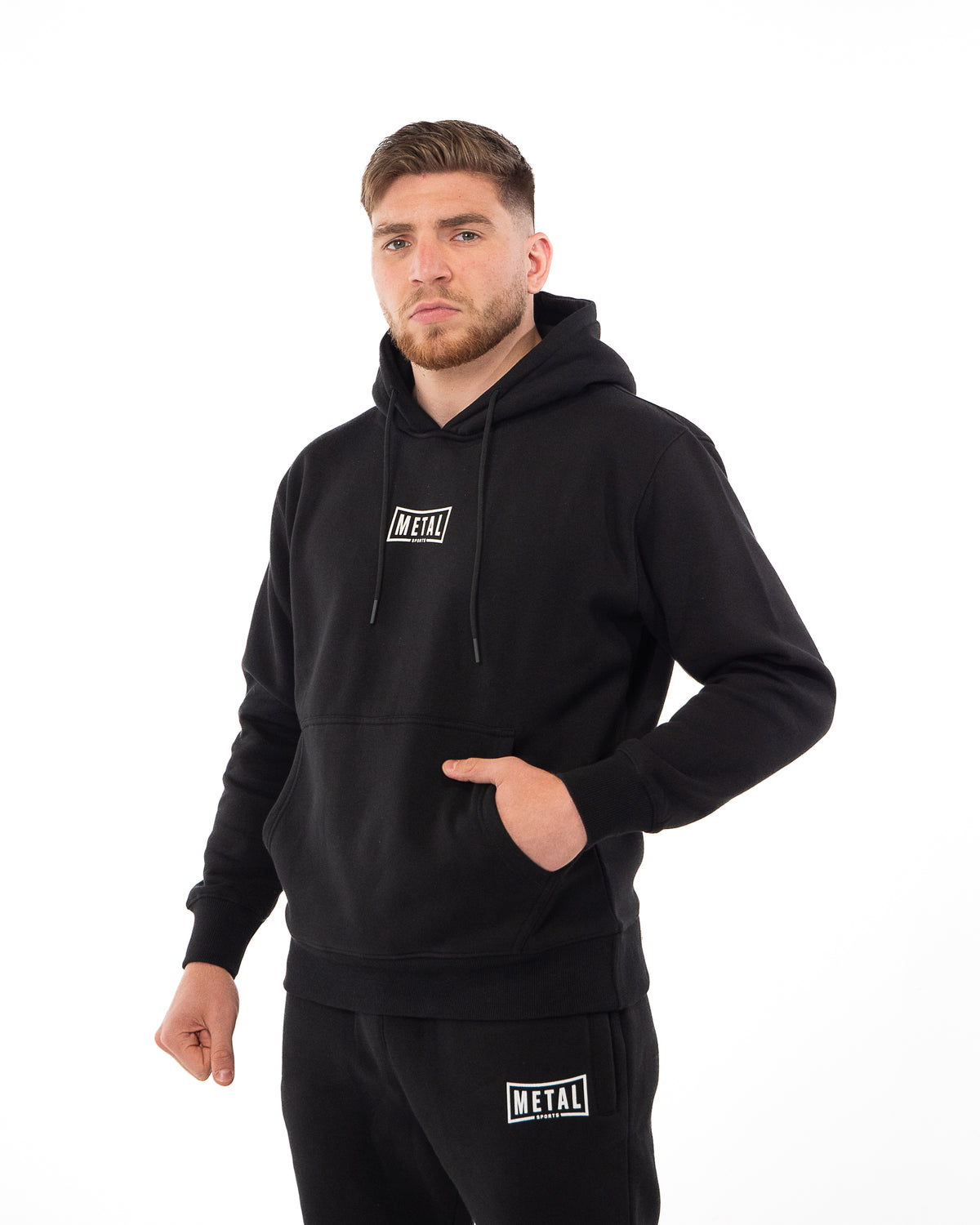 BLACK HOODED SWEATSHIRT