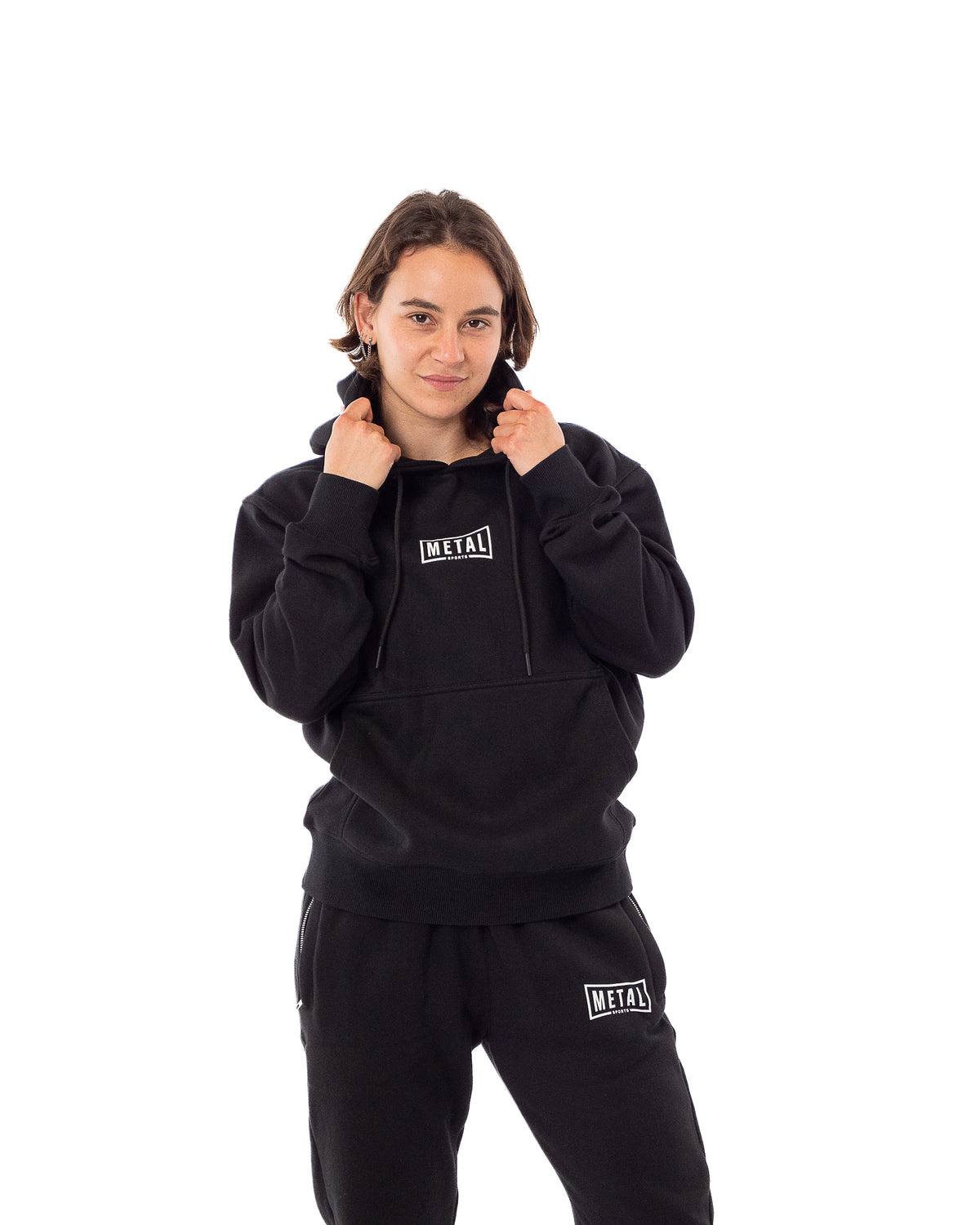 BLACK HOODED SWEATSHIRT