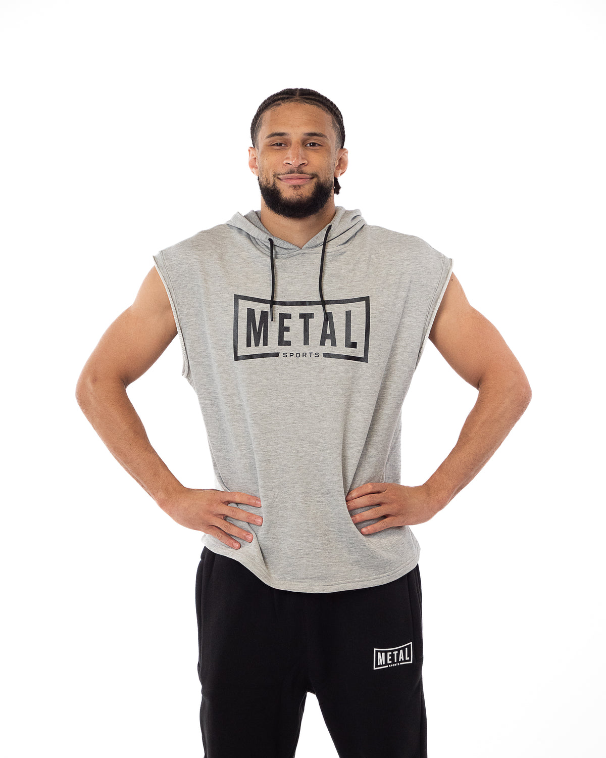 HEATHER GREY SLEEVELESS HOODIE