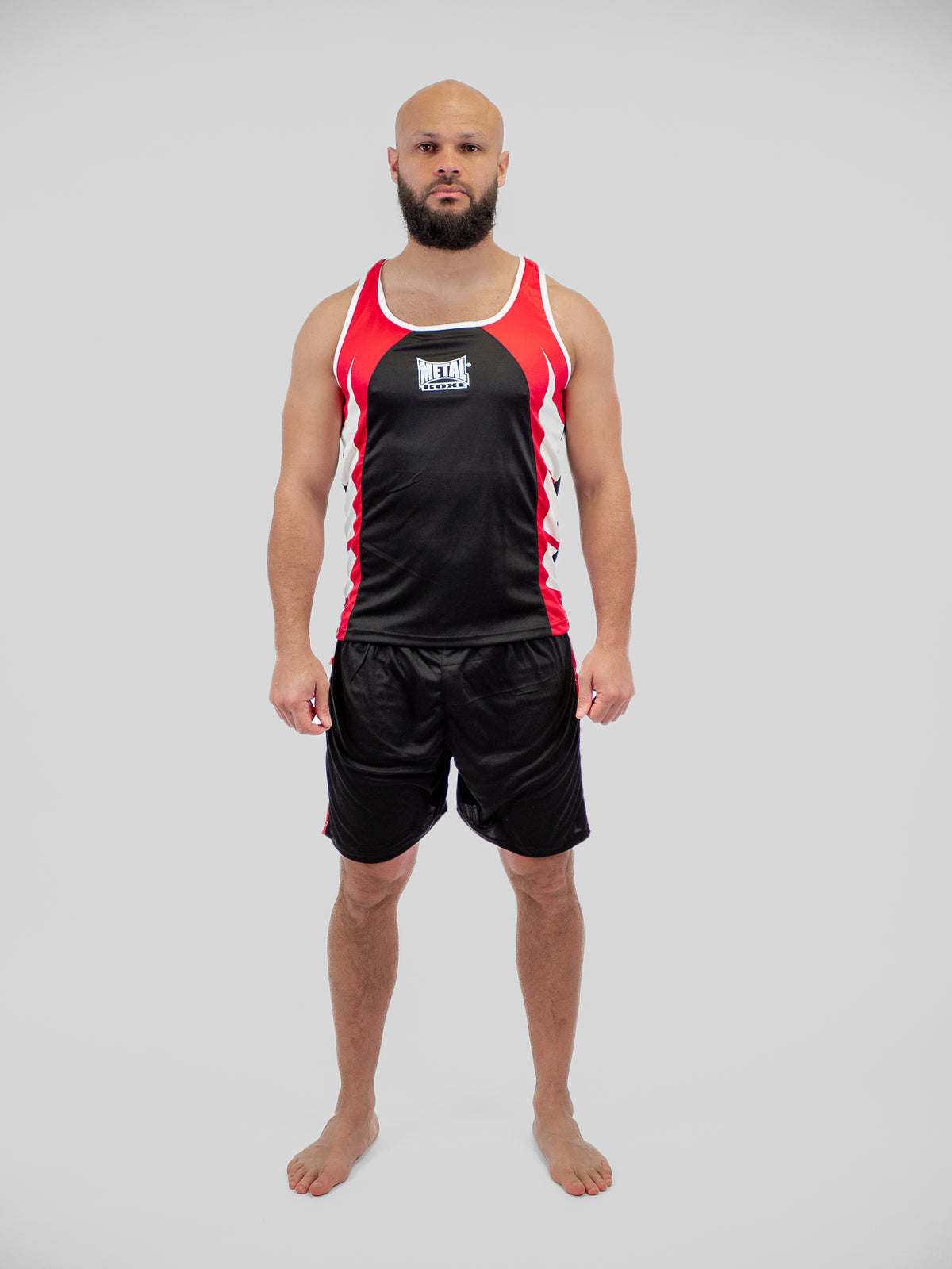 BLACK ADULT COMPETITION BOXING SHORTS + TANK TOP
