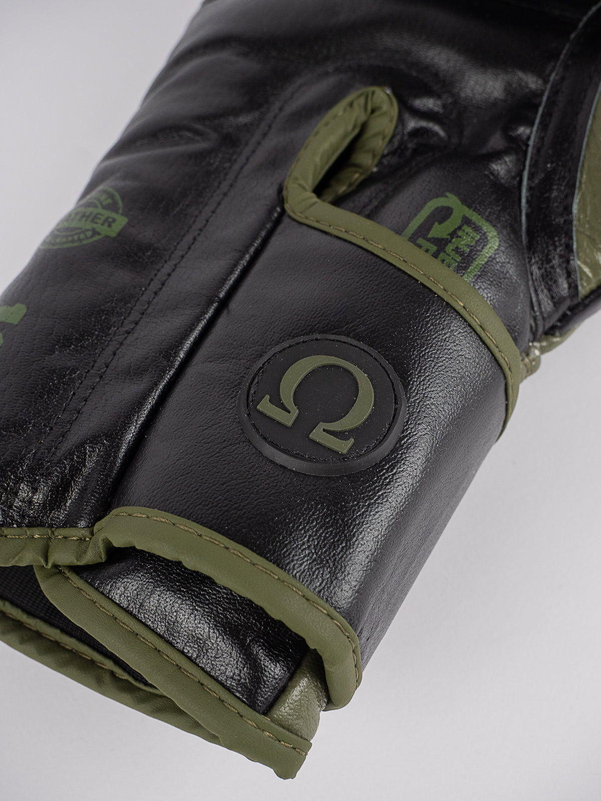 OMEGA BLACK KHAKI LEATHER BOXING GLOVES
