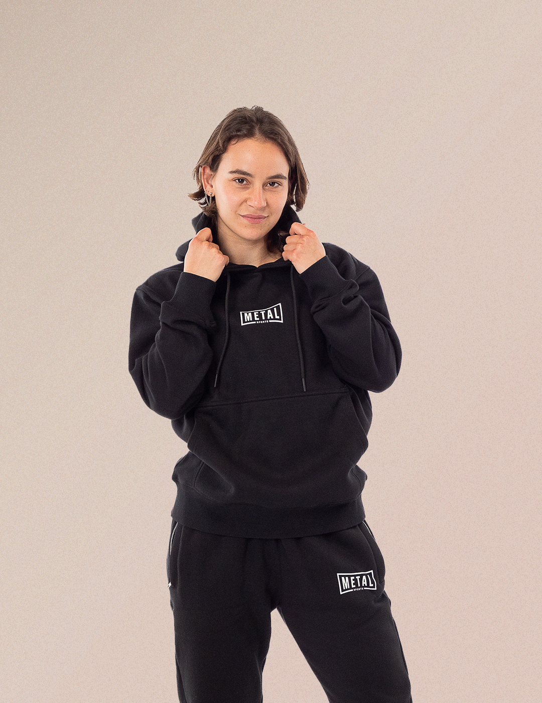 odelia ben ephraim en hoodie pull à capuche noir metal sports et jogging noir